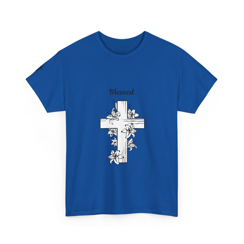 Blessed Cross Unisex Heavy Cotton Tee, Faith T-Shirt, Religious Gift, Spiritual Apparel, Christian Clothing, Everyday Wear
