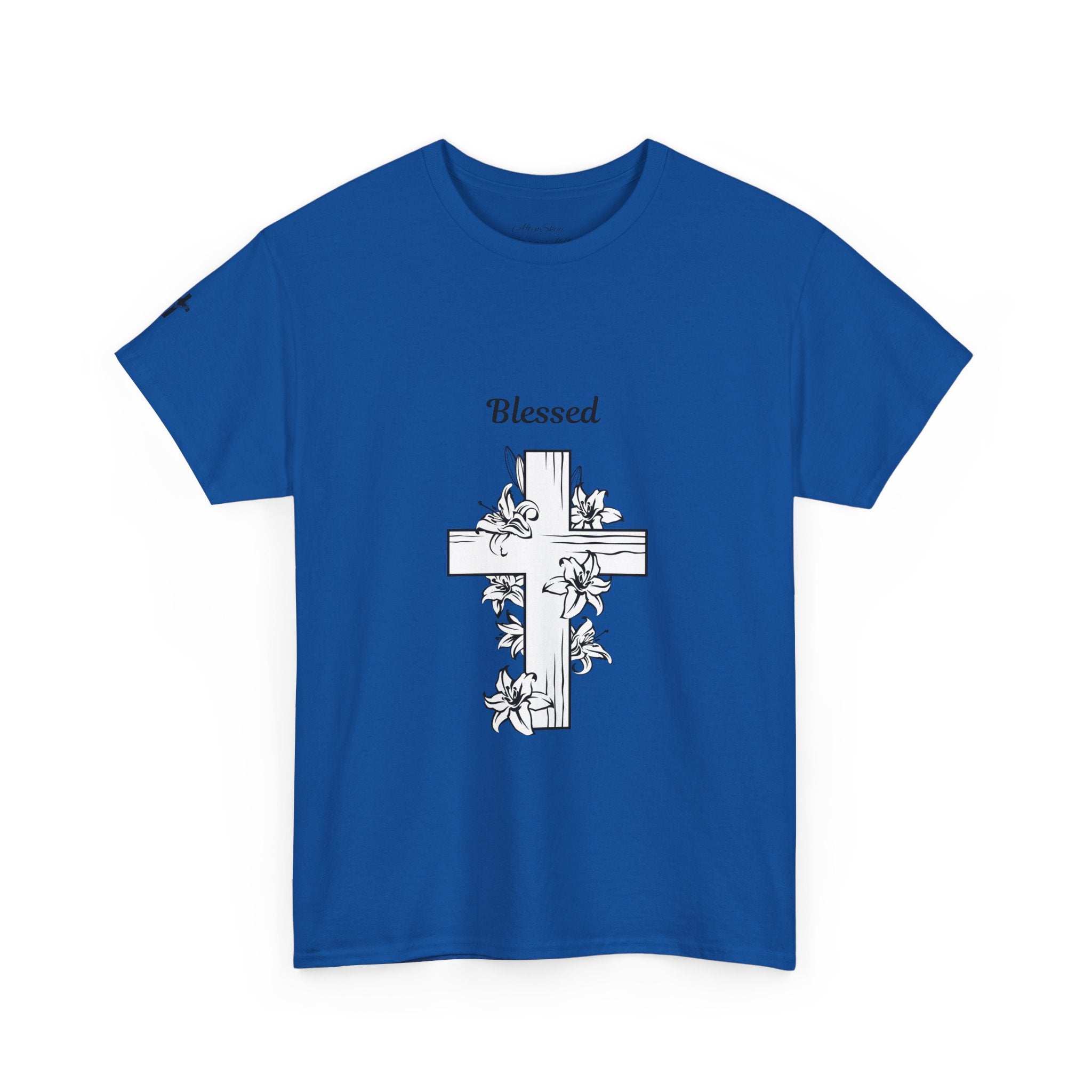 Blessed Cross Unisex Heavy Cotton Tee, Faith T-Shirt, Religious Gift, Spiritual Apparel, Christian Clothing, Everyday Wear