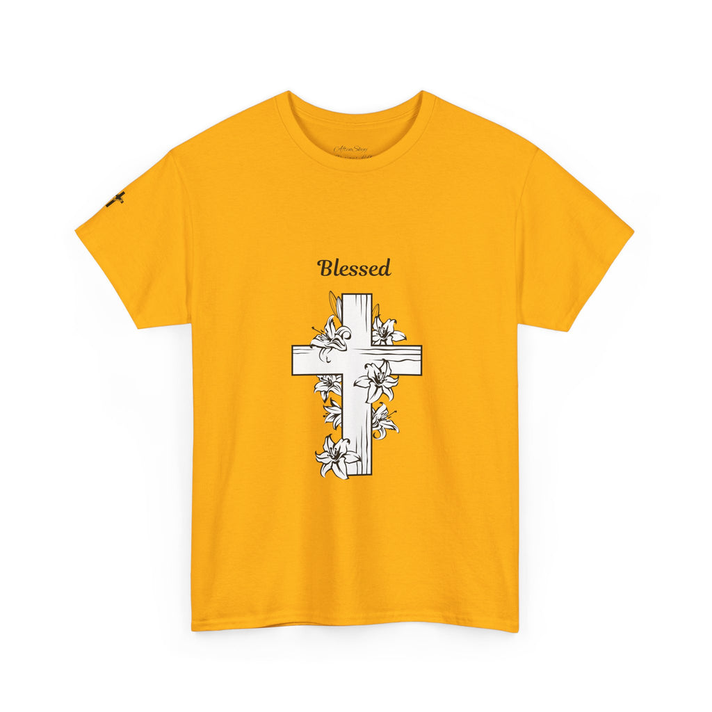 Blessed Cross Unisex Heavy Cotton Tee, Faith T-Shirt, Religious Gift, Spiritual Apparel, Christian Clothing, Everyday Wear