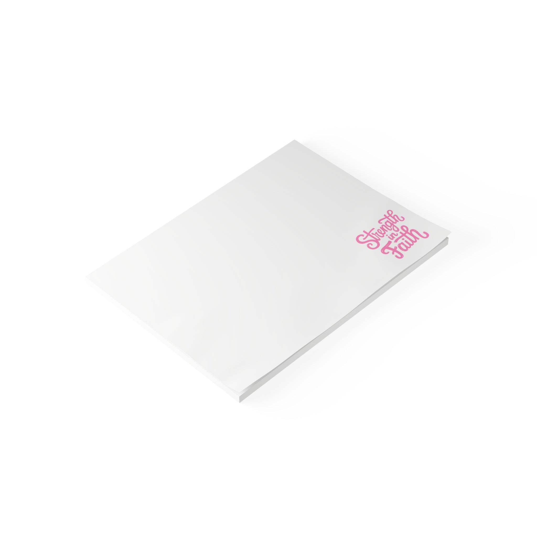 Post-it Note Pad — "Strength in Faith" Inspirational Sticky Notes (Pink Corner Design)