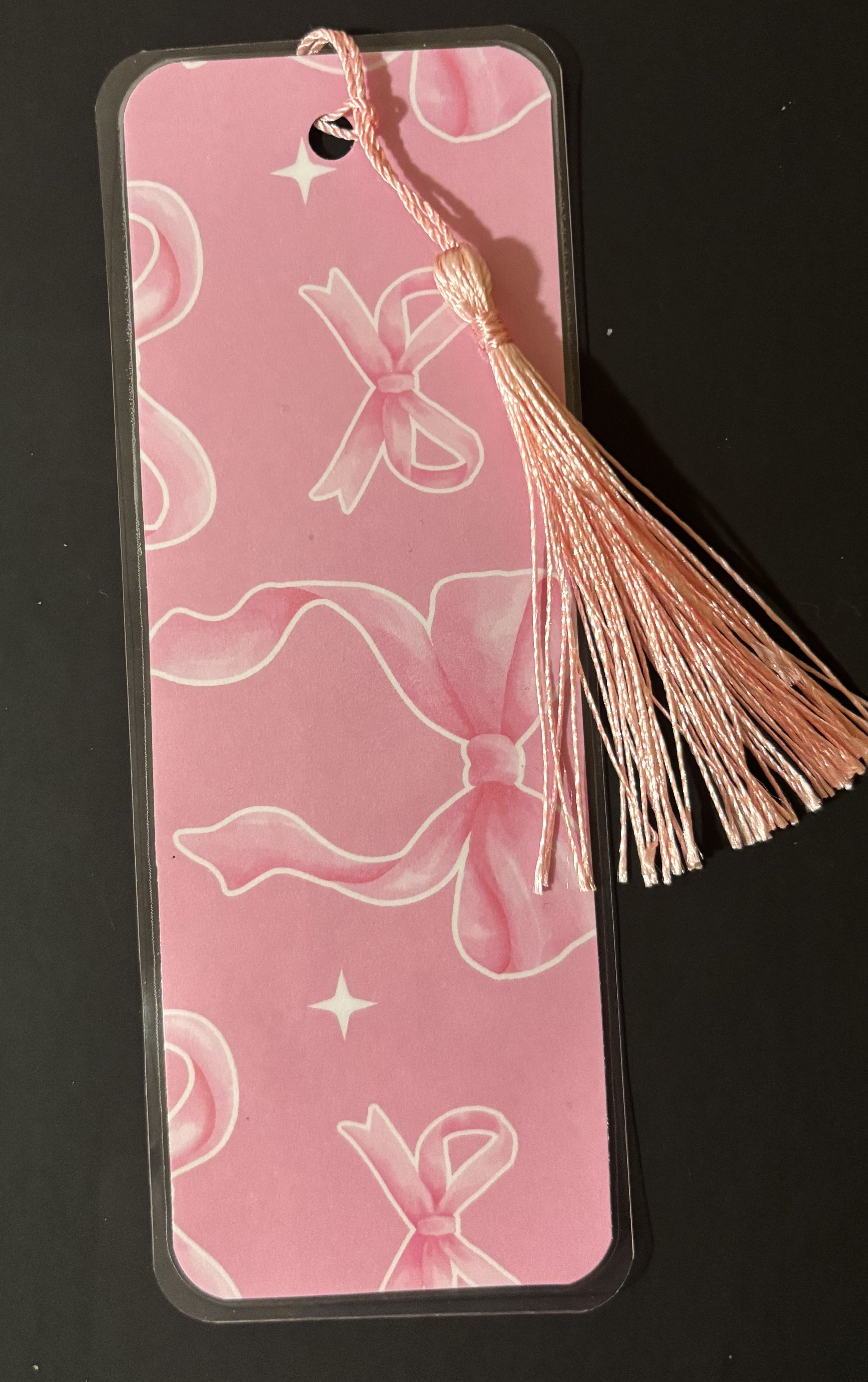 Girly Pink Laminated Bookmark with Tassel