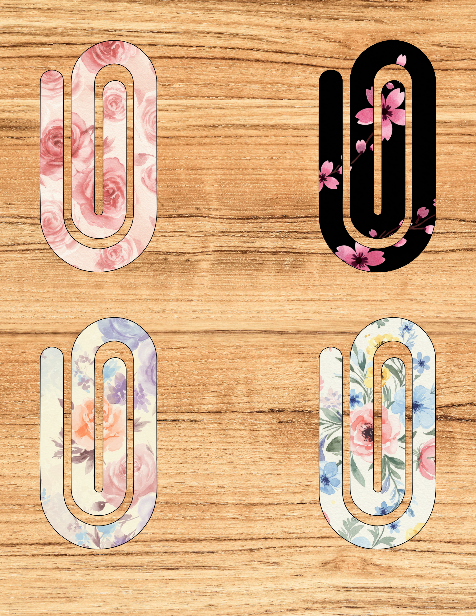 Floral Jumbo Paper Clip Set