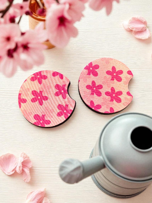 Pink Flower Car Coasters