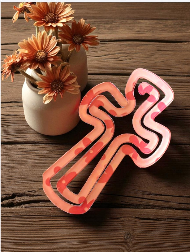 Pink Floral Cross Jumbo Paper Clip