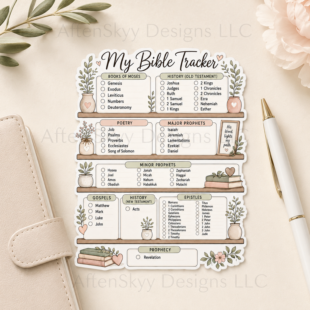 My Bible Tracker Sticker | Faith-Based Bible Reading Checklist Sticker